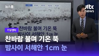 [기상센터] 찬바람 불며 기온 뚝…밤사이 서해안 1cm 눈 / JTBC 뉴스룸