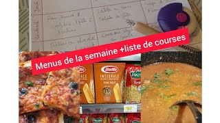 Tableau menu de la semaine sans viande 🥩 + liste de courses pour bien gérer un petit budget .