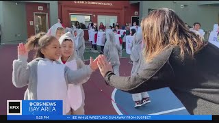 SF Chinese New Year Parade: Students at Garfield Elementary get ready to march