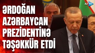 Rəcəb Tayyib Ərdoğan Prezident İlham Əliyevə təşəkkür etdi