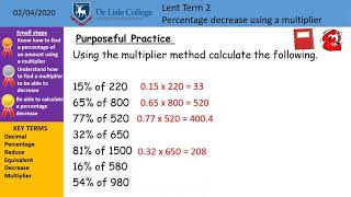 Topic 5 - Percentage Decrease Using a Multiplier