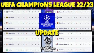 UEFA CHAMPIONS LEAGUE STANDINGS TABLE 2022/23