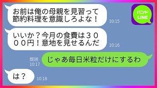 【LINE】亭主関白な旦那「今月は食費3000円だ！専業主婦の意地を見せろ」私「じゃあ毎日米粒だけね」→気弱な私を舐め腐るクズ亭主に離婚と慰謝料を突き付けてやった結果www