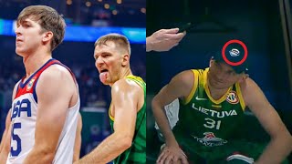 Lithuania player taunts Austin Reaves and wears USA hat in locker room after win