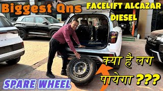 KYA SPARE WHEEL NEW ALCAZAR DIESEL FACELIFT ME LAG PAYEGA ??? Check 2024 Alcazar Diesel Spare Tyre