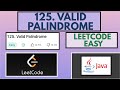 Leetcode | 125. Valid Palindrome | Easy | Java Solution