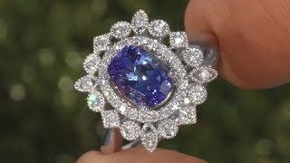 Certified Natural Tanzanite and Diamond 2.11 carat Cocktail Ring 14k White Gold Vintage Estate GEM