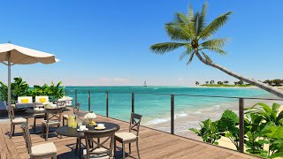 Relaxing Jazz Music and Smooth Sea Waves to Relax in the Beach | Coffee Shop by the Sea