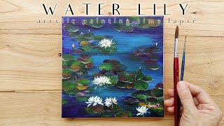 White Water Lilies Acrylic Painting Time Lapse | 白睡莲丙烯风景画