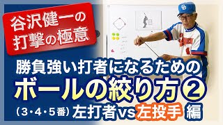 【打撃の極意】勝負強い打者になるためのボールの絞り方②　（3・4・5番）左打者vs左投手 編