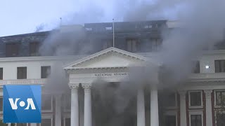 Fire Burns Parliament Building in Cape Town