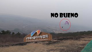 First Time Paragliding in South Korea - MASSIVE COLLAPSE Close to the Ground