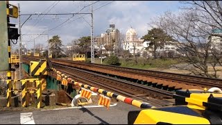 川岸踏切　東岡崎１号　パノラマスーパー通過します