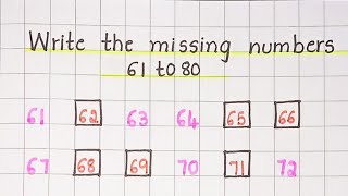 Write the missing numbers 61 to 80