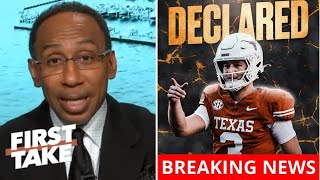 FIRST TAKE | BREAKING: Stephen A. Smith reacts to Texas QB Quinn Ewers declares for 2025 NFL Draft