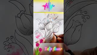 How to draw a tulip #tulip #flowers #flowerdrawing #drawing #art #easydrawing #ytshorts #painting