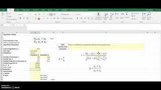 Hypothesis Test for Two Proportions in Excel
