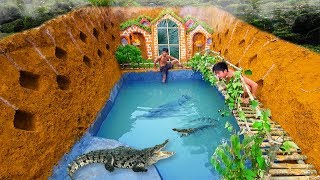 Build Swiming Pool Crocodile Around The Secret Underground House