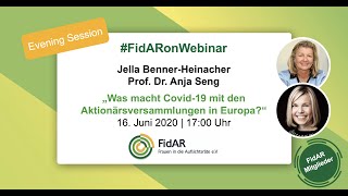 #FidARonWebinar: Was macht Covid-19 mit den Aktionärsversammlungen in Europa?