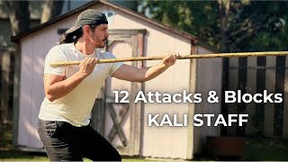 12 Attacks and Basic Blocks - Kali Staff Fighting