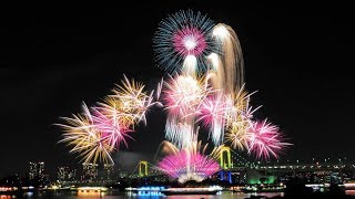 4K HDR Video – Beautiful Rainbow fireworks display in Odaiba