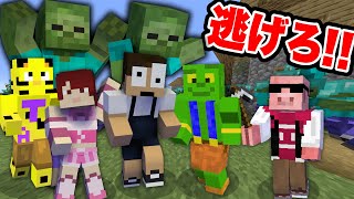 大量のゾンビが襲ってくる恐怖の村で生き残れ！【マイクラ ぷちひなコラボ】