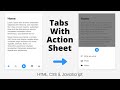 Create Tabs with Action Sheet using HTML, CSS & JavaScript