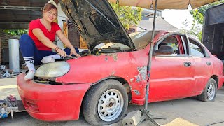 The girl went to buy scrap cars to repair and maintain.