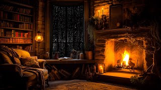 Cozy Hut Ambience - Gentle Night Rain Sounds & Fireplace - Sounds For Sleep anh Relax
