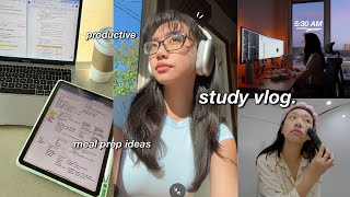 STUDY VLOG 🍵 waking up at 5AM, productive days in my life, skincare routine & me