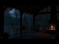 Rainy Night on a Cozy Porch | Crackling Fire & Thunderstorm Sounds for Deep Relaxation 🌧️🔥