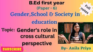 Gender role in cross cultural perspective #bachelorofeducation #genderschoolandsociety #genderroles