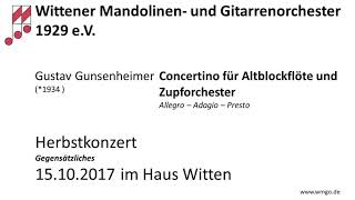 Concertino für Altblockflöte und Zupforchester - Gustav Gunsenheimer