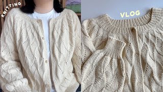 🍦패턴+소매 포인트 조합이💛봄비뇽 가디건 뜨개 브이로그/미뇽니트Mignon Knit/Bombi Cardigan/Knitting Vlog/라라뜨개 슈크림/봄 가디건 뜨기