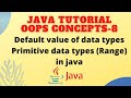 Default value of data types in java || Primitive data types: The primitive data types and its range