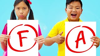 Wendy and Alex Learns How to Study for Their Math and Spelling Test |Kids Studying for School