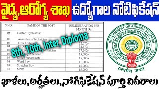 Ap వైద్య,ఆరోగ్య శాఖలో ఉద్యోగాలు భర్తీ | Ap latest jobs notification 2023 | contract/outsourcing jobs