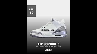 Air Jordan 3 Sail / Cement Grey - April 12, 2025