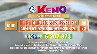 Tirage du midi Keno® du 05 novembre 2024 - Résultat officiel - FDJ