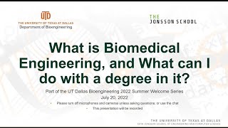 Summer Welcome Series: What is bioengineering? | UT Dallas Bioengineering