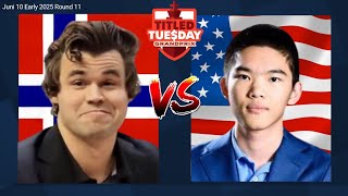 Jeffery Xiong Vs Magnus Carlsen || Titled Tuesday 2025 || Early Round 11 #chess #magnuscarlsen
