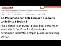 Latih diri 2.2 Soalan 3 | 2.1 Persamaan dan ketaksamaan kuadratik | Bab 2 Fungsi Kuadratik