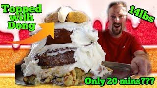 Largest Cake Challenge Ever | 25,000 Calories|  ManvFood | 14lbs | Banana Dong |