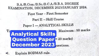 Degree Semester 1 - Analytical Skills Question Paper Degree 1sem  December 2023 January 2024 Degree