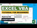 Excel VBA Tutorial for Beginners (Part 9/10): Userforms
