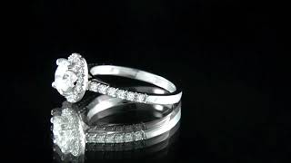 HD077 1.45 Carat Round Cut Halo Diamond Engagement Ring