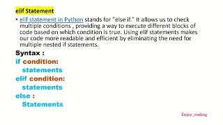 Conditional Statements in Python | part1 | Python Tutorial | Enjoy_coding