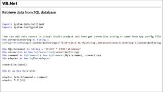 VB.NET - Retrieve data from SQL database