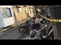 火事の焼け跡現場　全焼だ！ 気を付けよう！マッチ一本火事の元！火の用心！