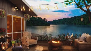 Cozy Cabin Porch Ambience with Relaxing Fireplace | Summer Ambience
